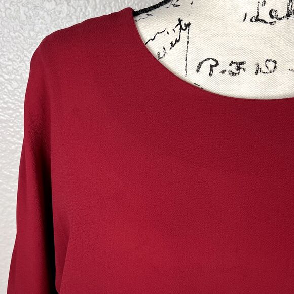 Valette Sz S Burgundy 3/4 Dolman Sleeve Blouse Open Back 3 Straps - Picture 3 of 10